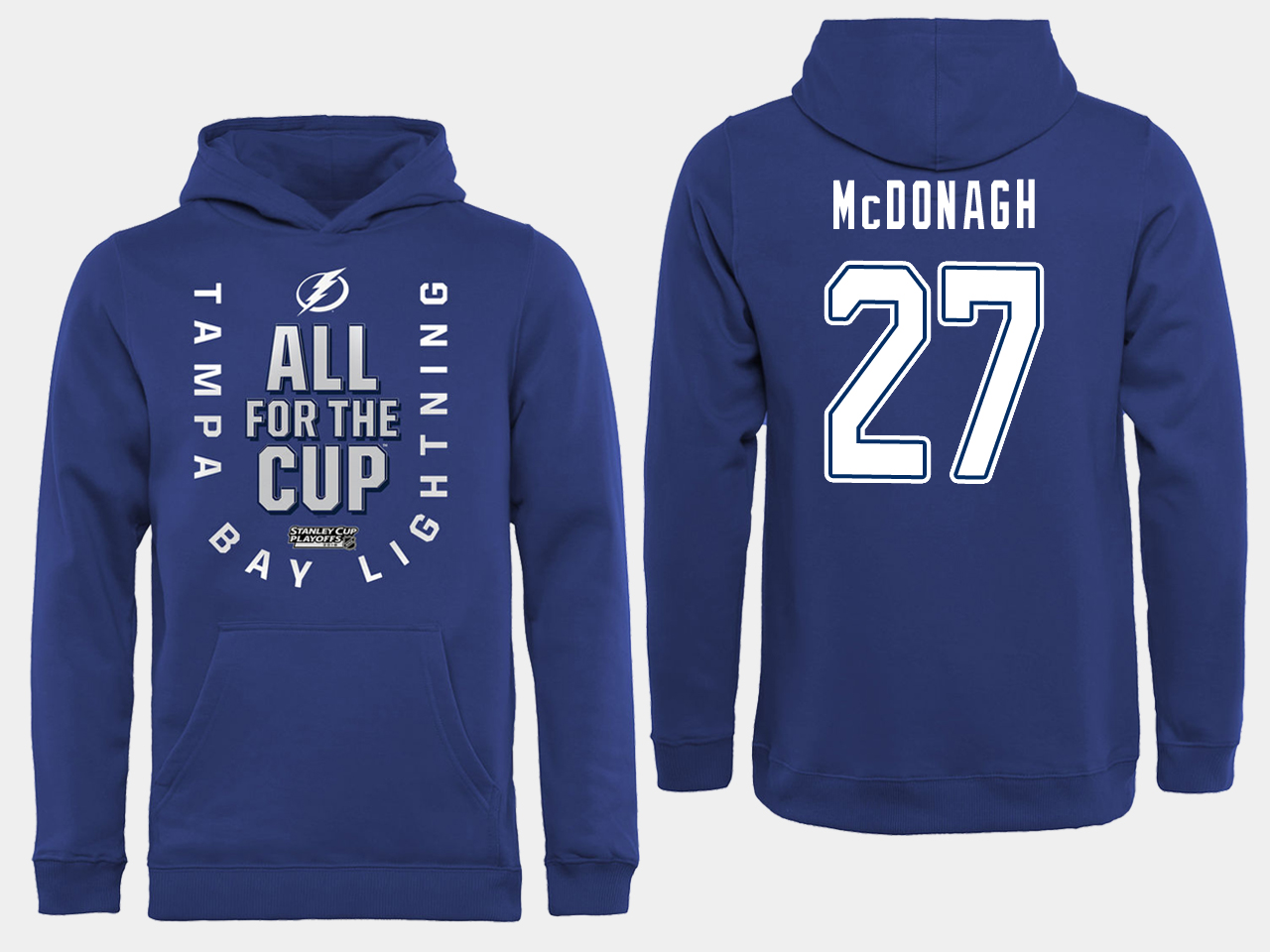 NHL Men adidas Tampa Bay Lightning #27 McDonagh blue All for the Cup Hoodie